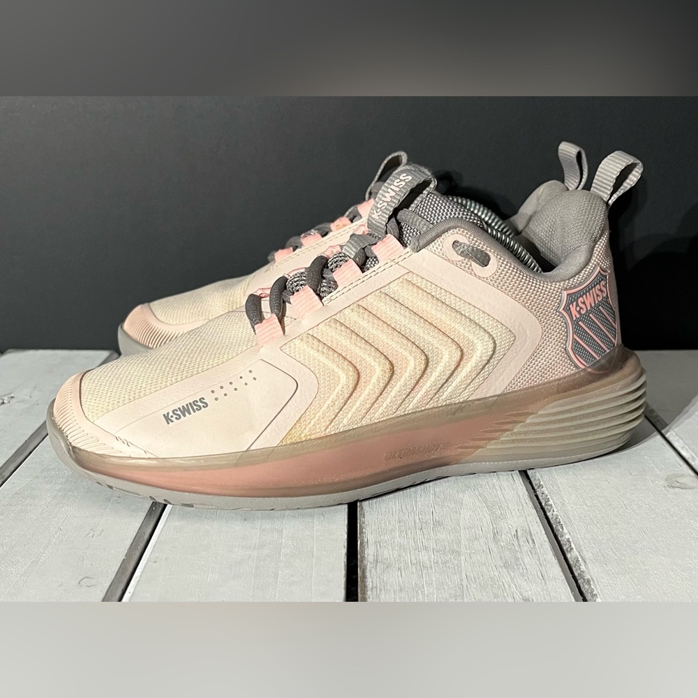 K-Swiss Ultrashot 3 “Morganite/Satellite” Tennis Shoes, Women’s 5